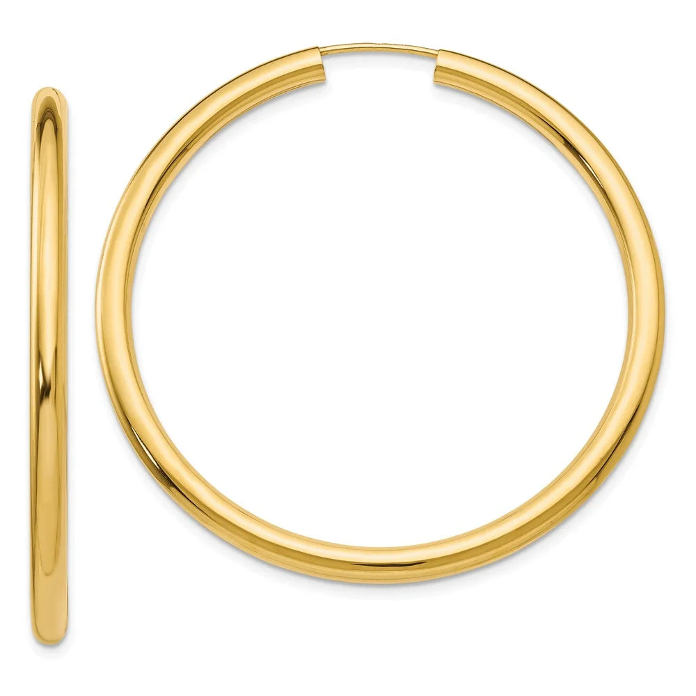 Hoop Gold 14kt Tube Men Endless Yellow and and Adults Earrings; Real for Women Teens; Polished for