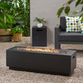 Grey Iron Gas Fire Outdoor Pit Dark , Rectangular Reign