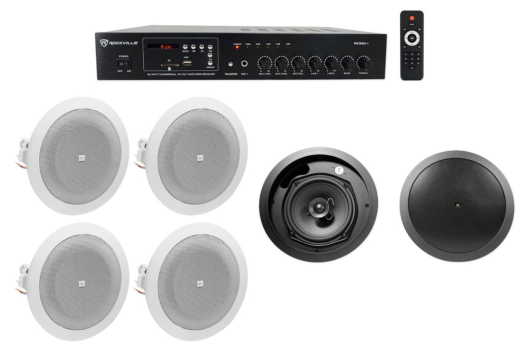 Restaurant/Bar/Cafe Background 6.5" Speakers+Amp Front JBL House+(4) of Black 4"