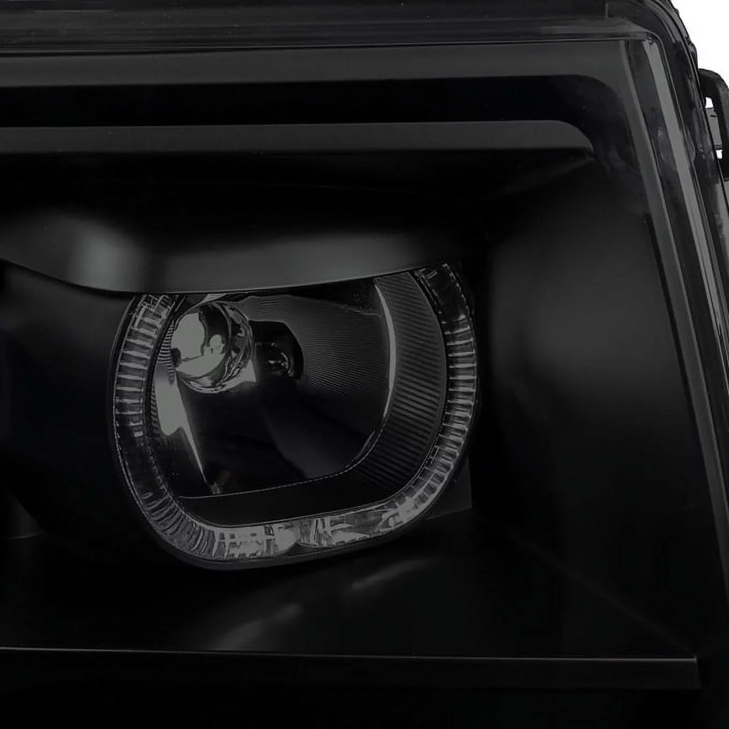 '+ LED F-150 AKKON F150 [Dual Halo - Ring] Truck Projector Set Headlights 09-14 LED Pickup Black Smoked light For Tail