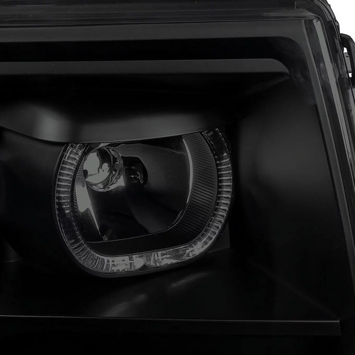 '+ LED F-150 AKKON F150 [Dual Halo - Ring] Truck Projector Set Headlights 09-14 LED Pickup Black Smoked light For Tail