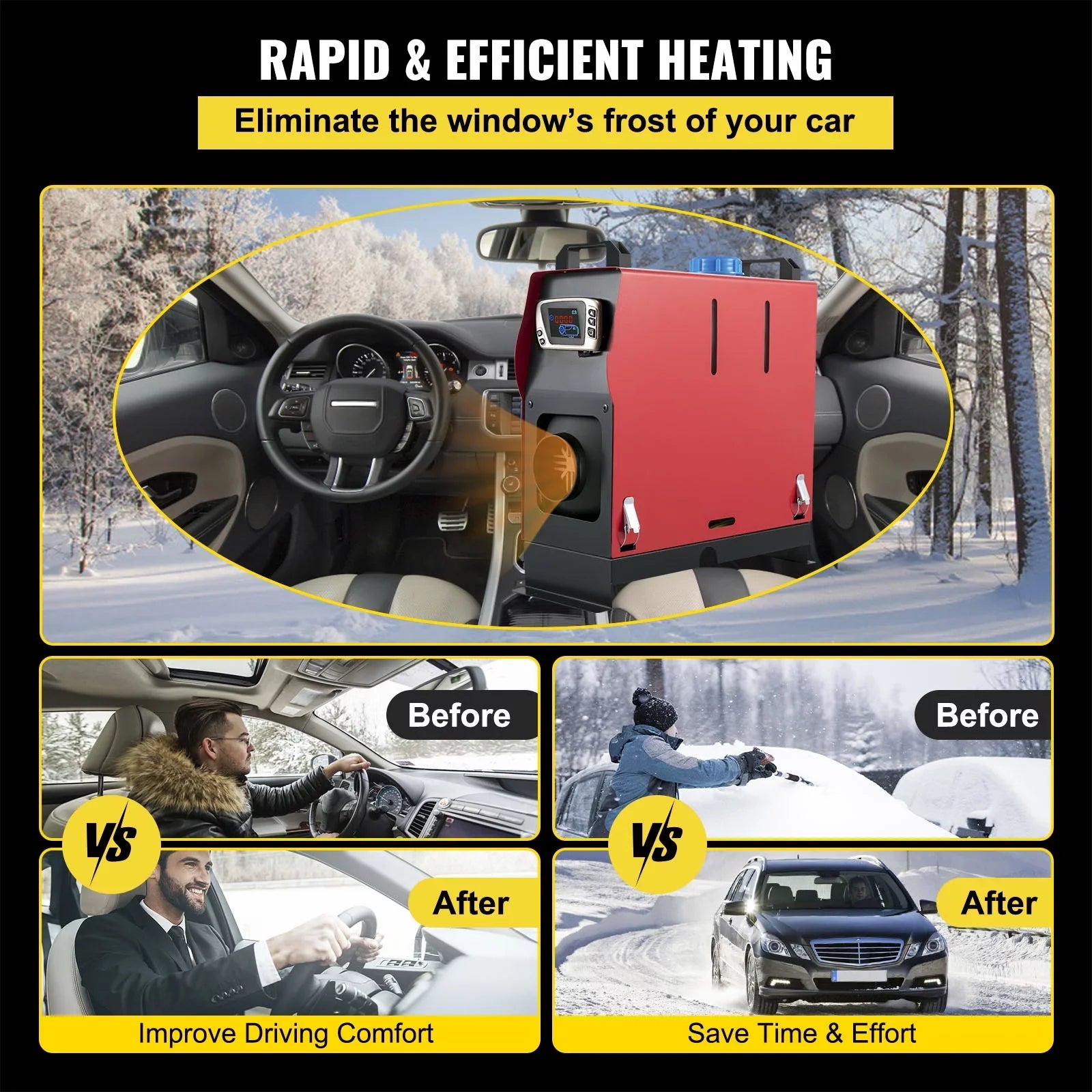 in 8KW, Switch, Car, 12V One LCD Outlet Heater Parking Diesel Trailer with Vehicles Control Engineering Truck, Air Diesel and Silencer, Bus, Air Motorhomes VEVORbrand One Wireless for Boat All