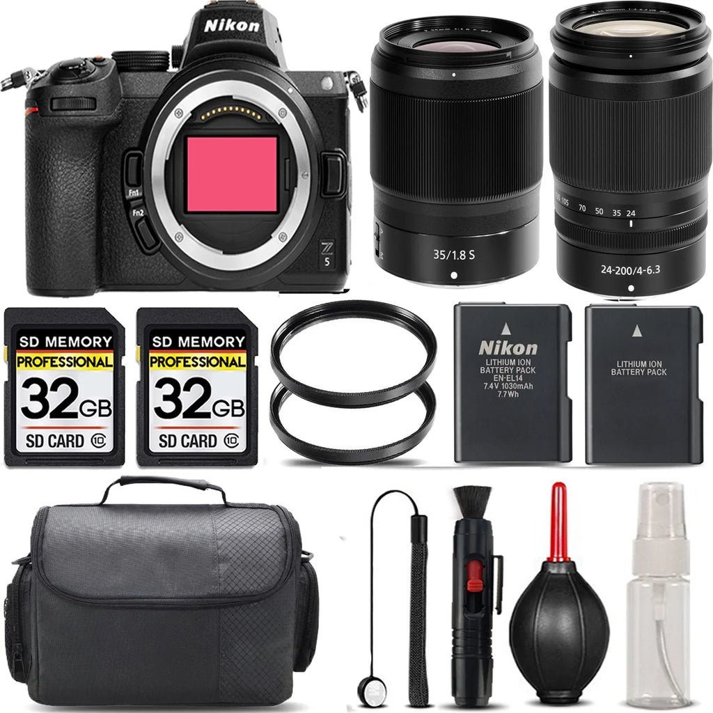 Battery f/1.8 - + Version + + + + Storage Lens Filter 35mm Case Kit with VR + f/4-6.3 Lens Nikon 24-200mm Z5 Cleaning Backup International UV S Mirrorless 64GB