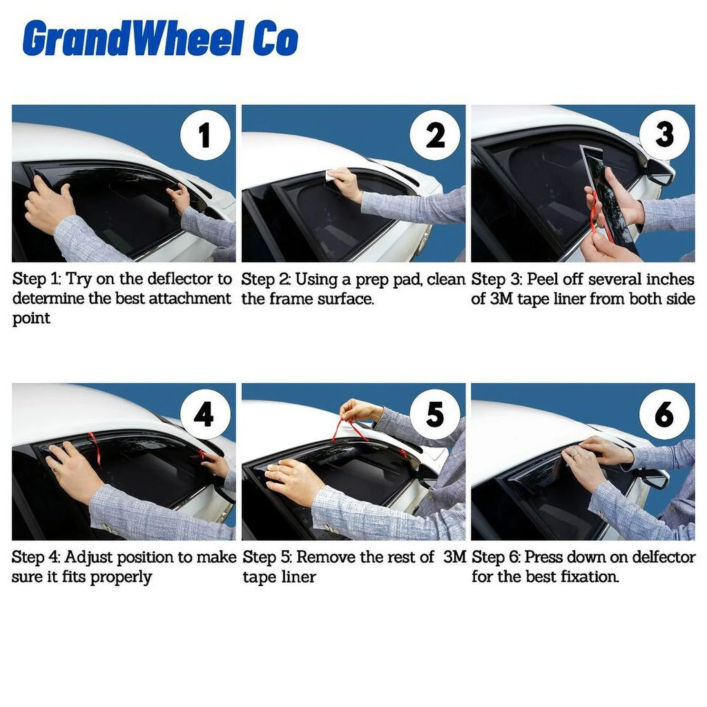 Guards Outlander - Window Side Compatible Deflectors Tape-On GrandWheel with 4pcs. 2014-2021 Mitsubishi Tinted Smoke Rain Co Visor Vent GW0389