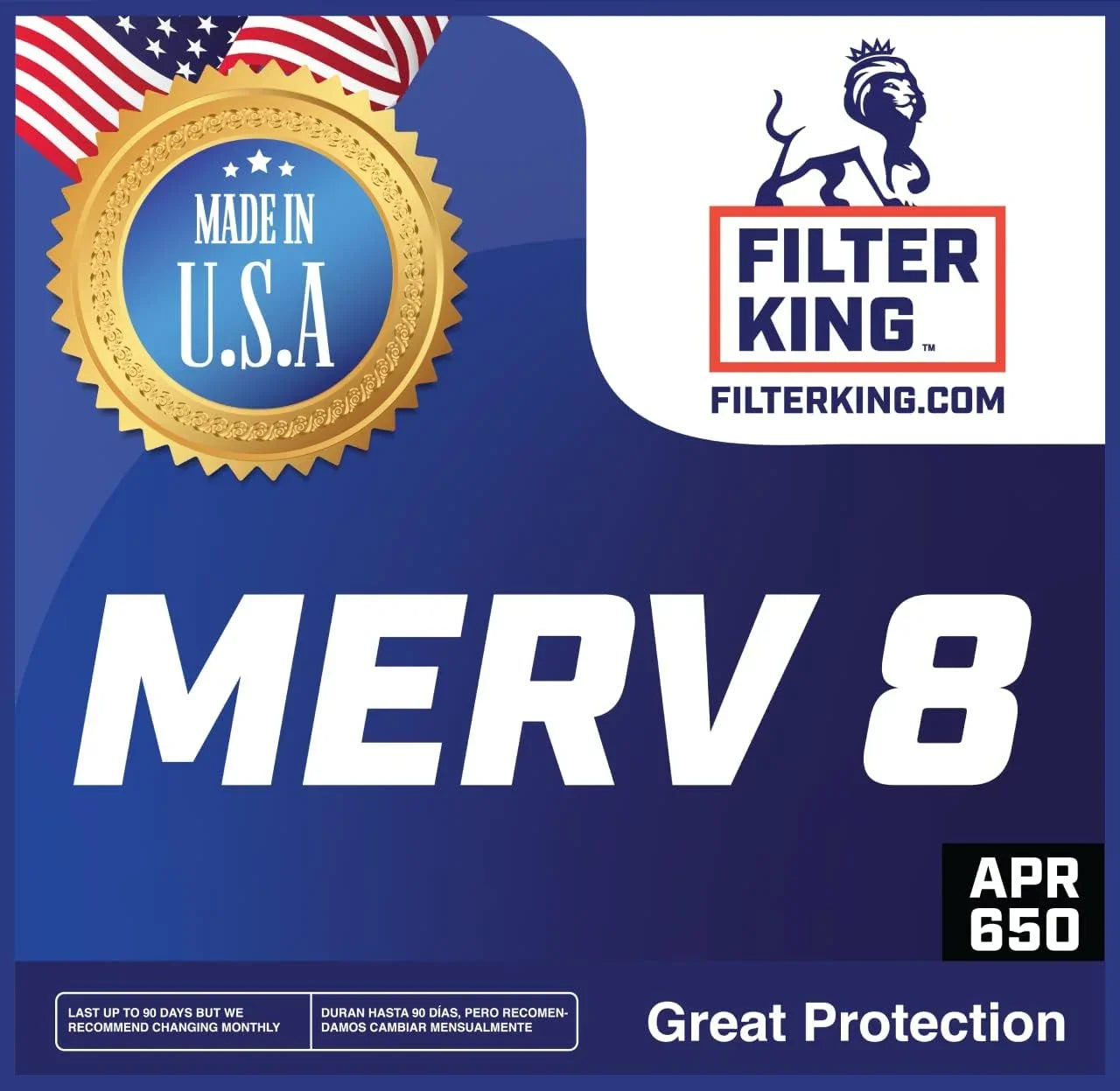 38x22.5x1a A/C 4-PACK 8 King | HVAC MERV USA MADE .75" IN | 38 x x Furnace Air | 22.5 Pleated | Size: Filter Filters Actual Filter