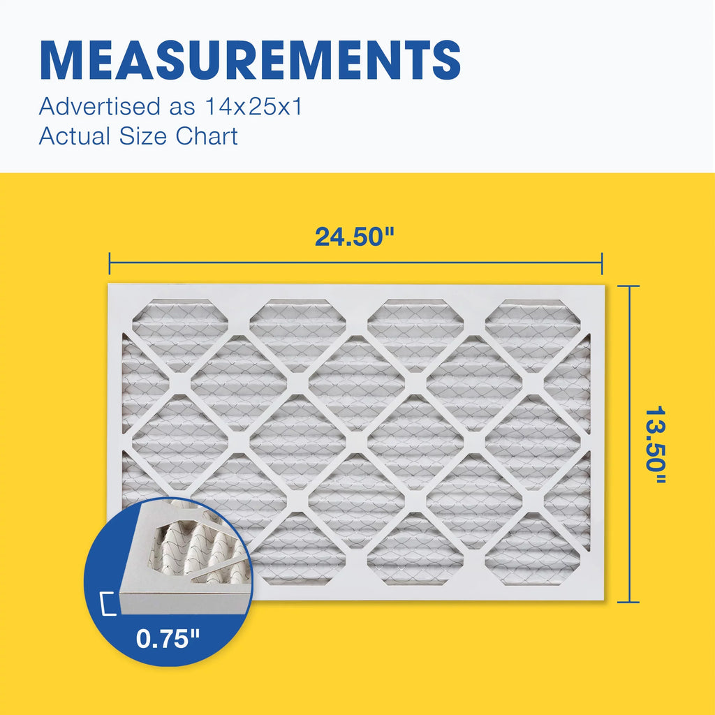 Filter, Pleated 11 Filter, MERV Air Air Aerostar 14x25x1 AC Furnace 4 Pack