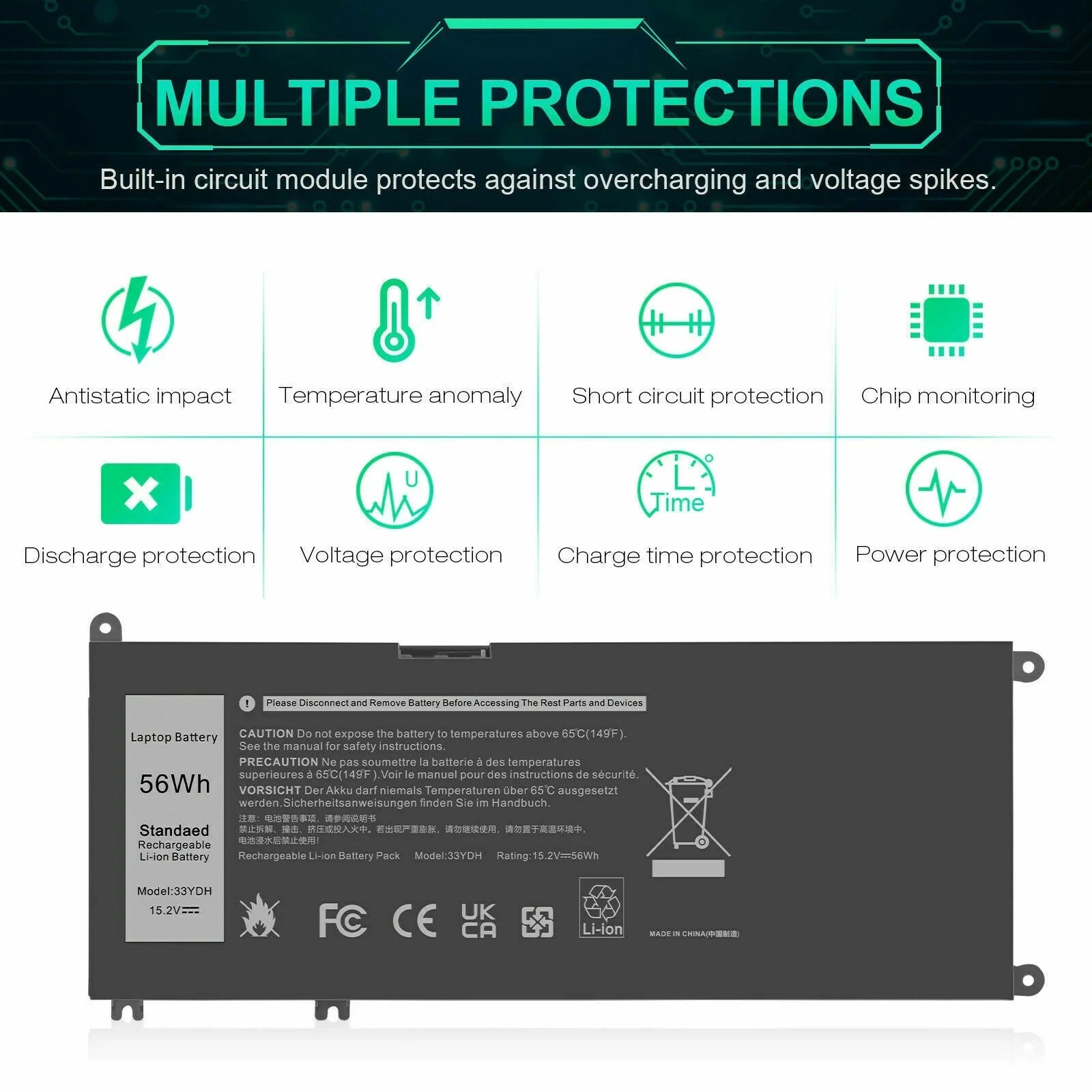 3580 Latitude P30E001 3490 For US Laptop Dell Battery 3590 W7NKD 33YDH 3480 3380