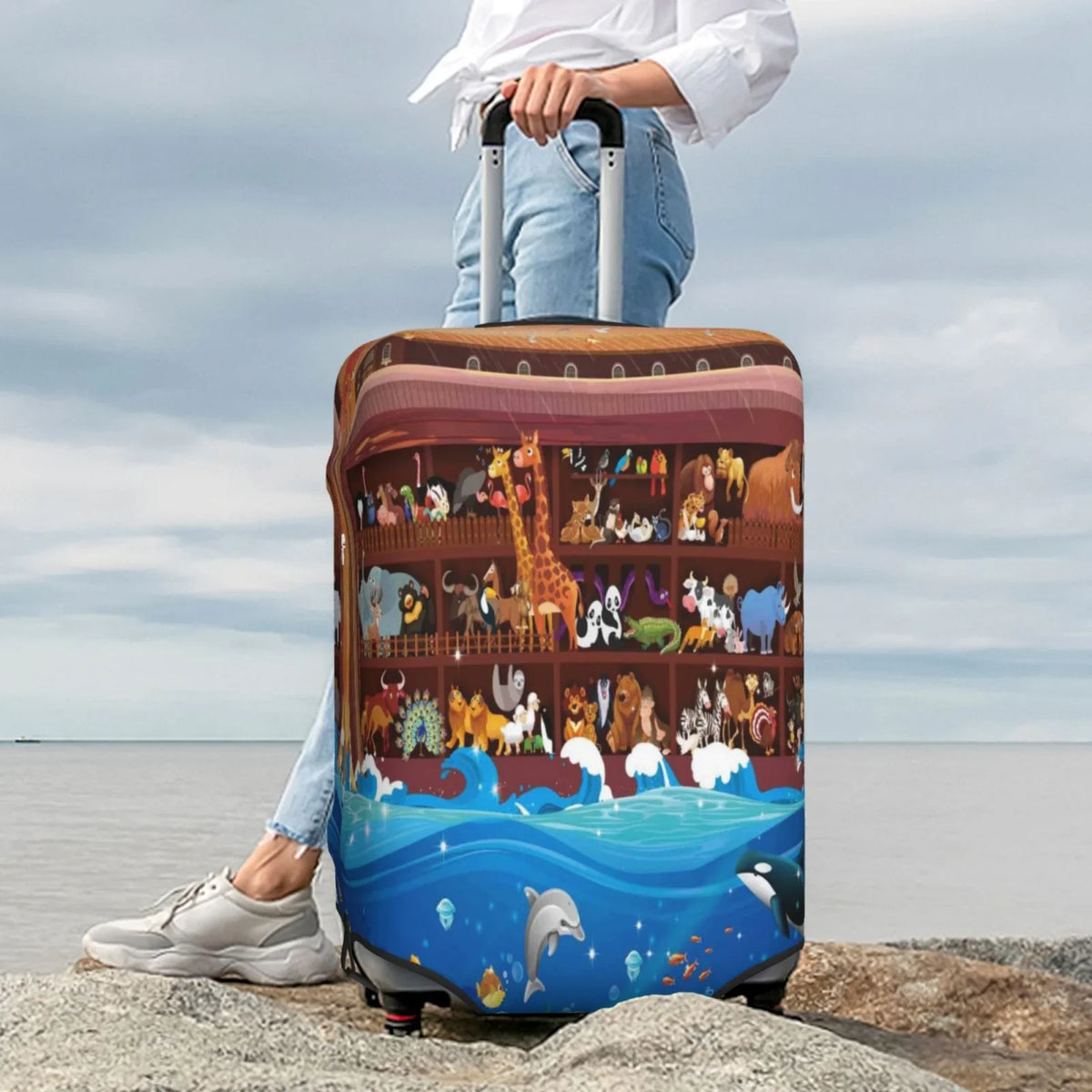 Noah'S - Ark2 Suitcase Fashion Cover Junzan Protector Luggage Washable Print On Inch Animals Luggage 18-32 Fits
