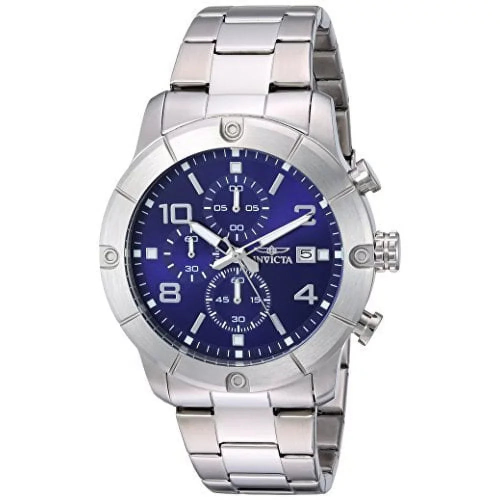 Steel Quartz Specialty Watch Bracelet Invicta Flame-Fusion Crystal & Blue Men's Analog Dial 17763 Case