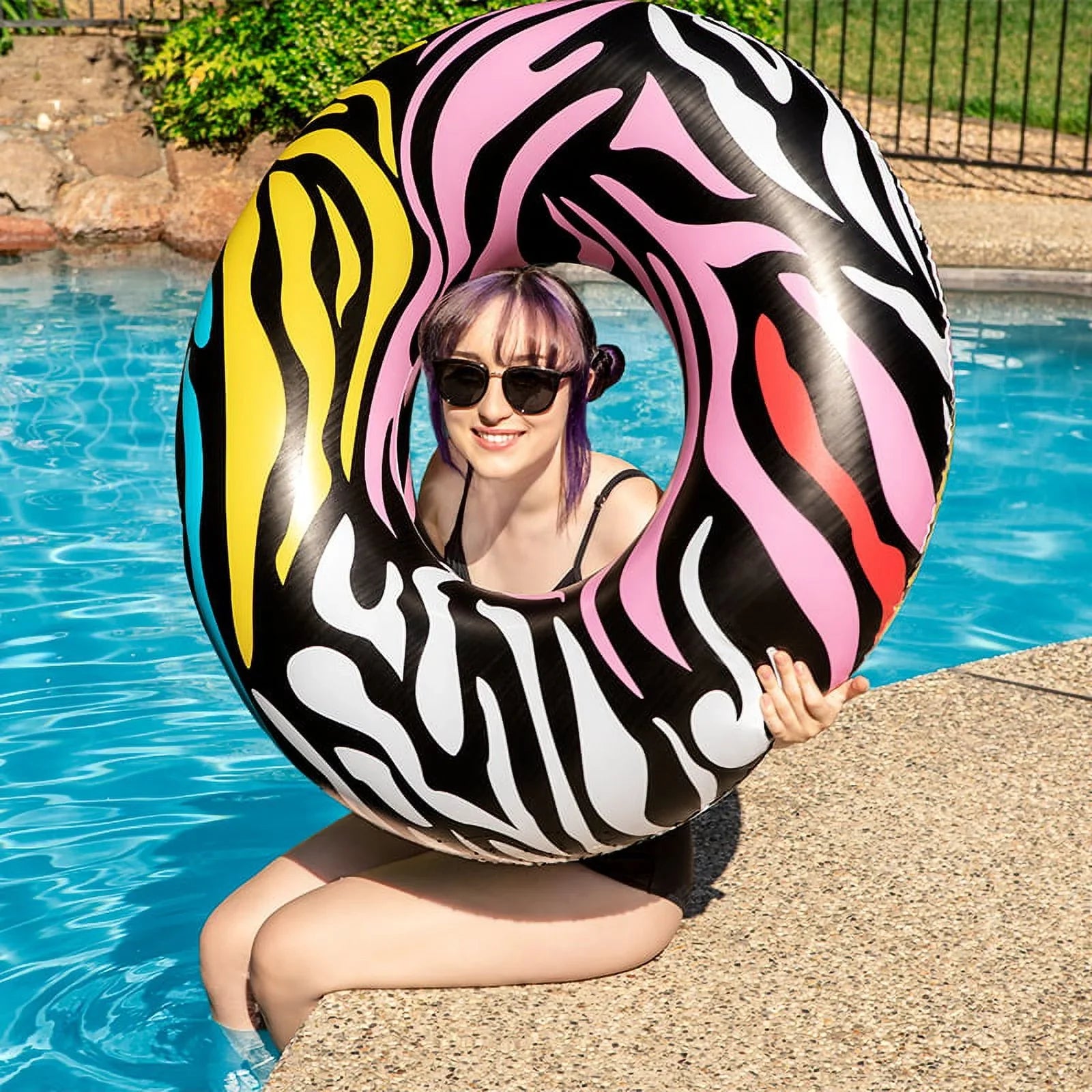 Inner Ring Zebra Float 39" Tube Central Inflatable Swim Stripes Multi-Color