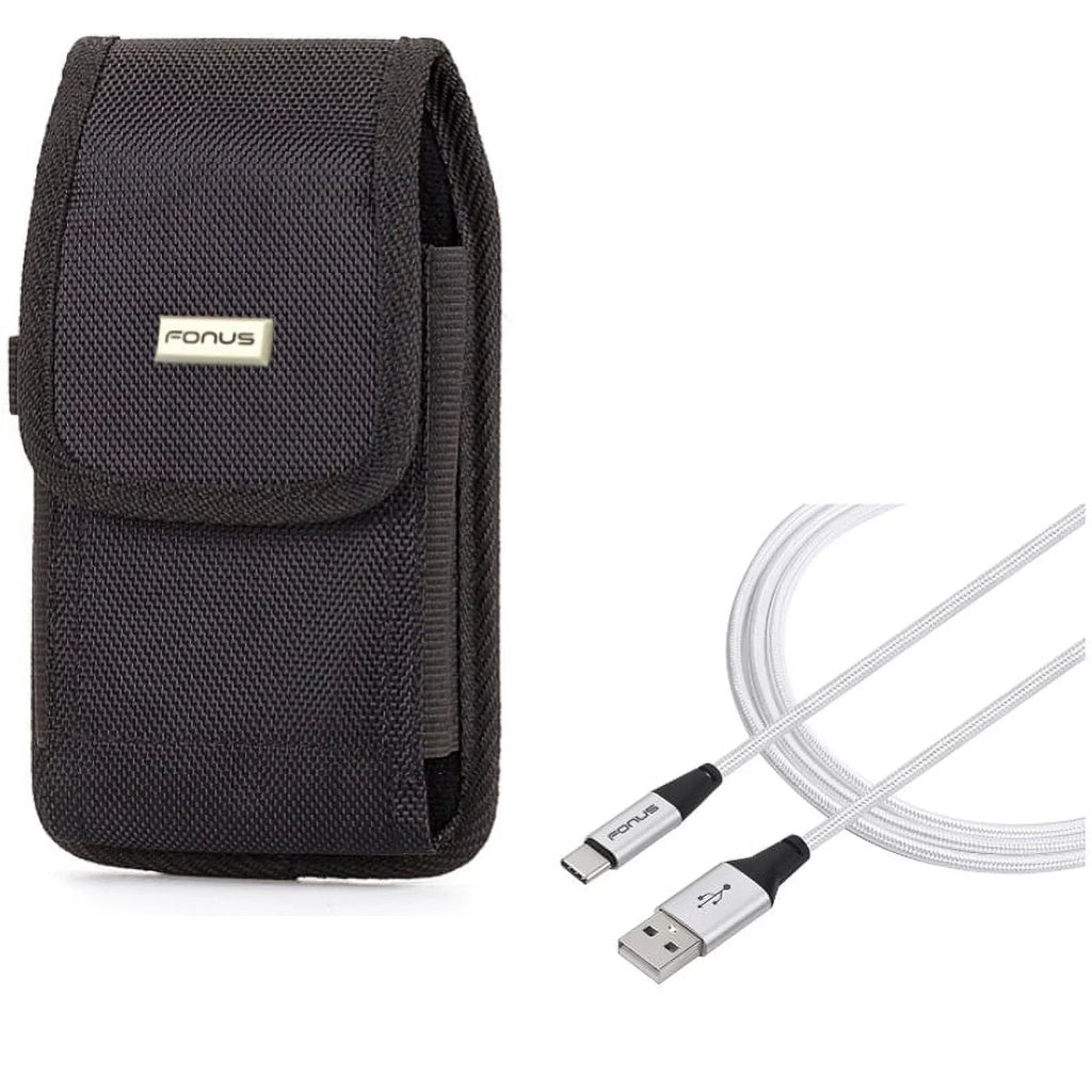 Holster Metal Long w 9 Sony Xperia A9 Plus Braided 10ft Galaxy Case Durable Mi USB for S8+, - 5G Rugged Xiaomi S10 Canvas XZ3 Cable Belt Samsung 8 Sync - Note Clip Type-C 9 Wire E6Q A50
