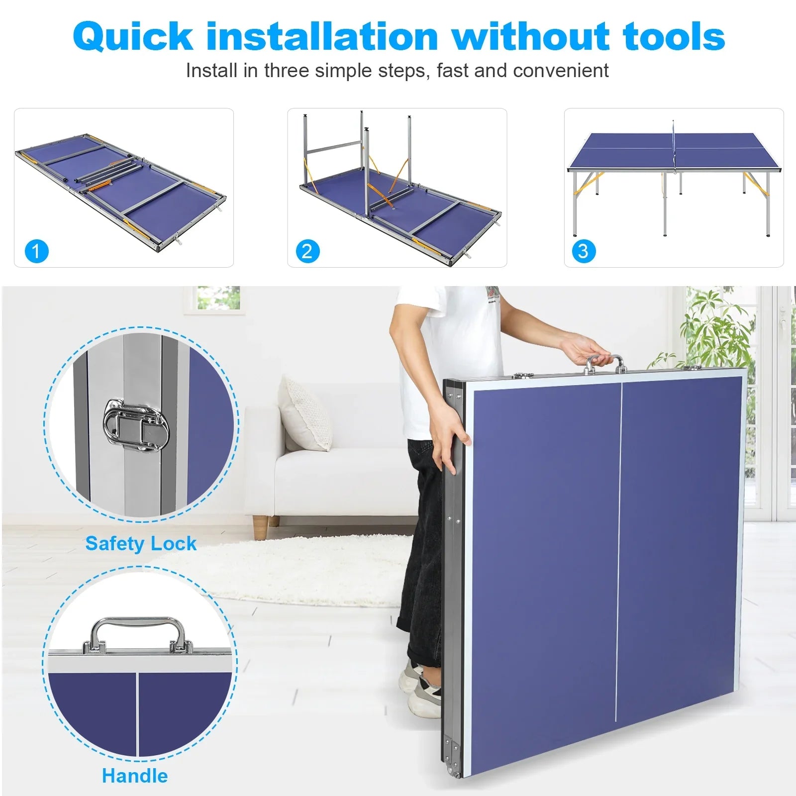 Net, with 2 Balls, 100% for Paddles Ping Set Pre-Assembled Set, Midsize Pong Outdoor 6ft Table Pong Table Folding Indoor Game and Ping Table Foldable Tennis Table