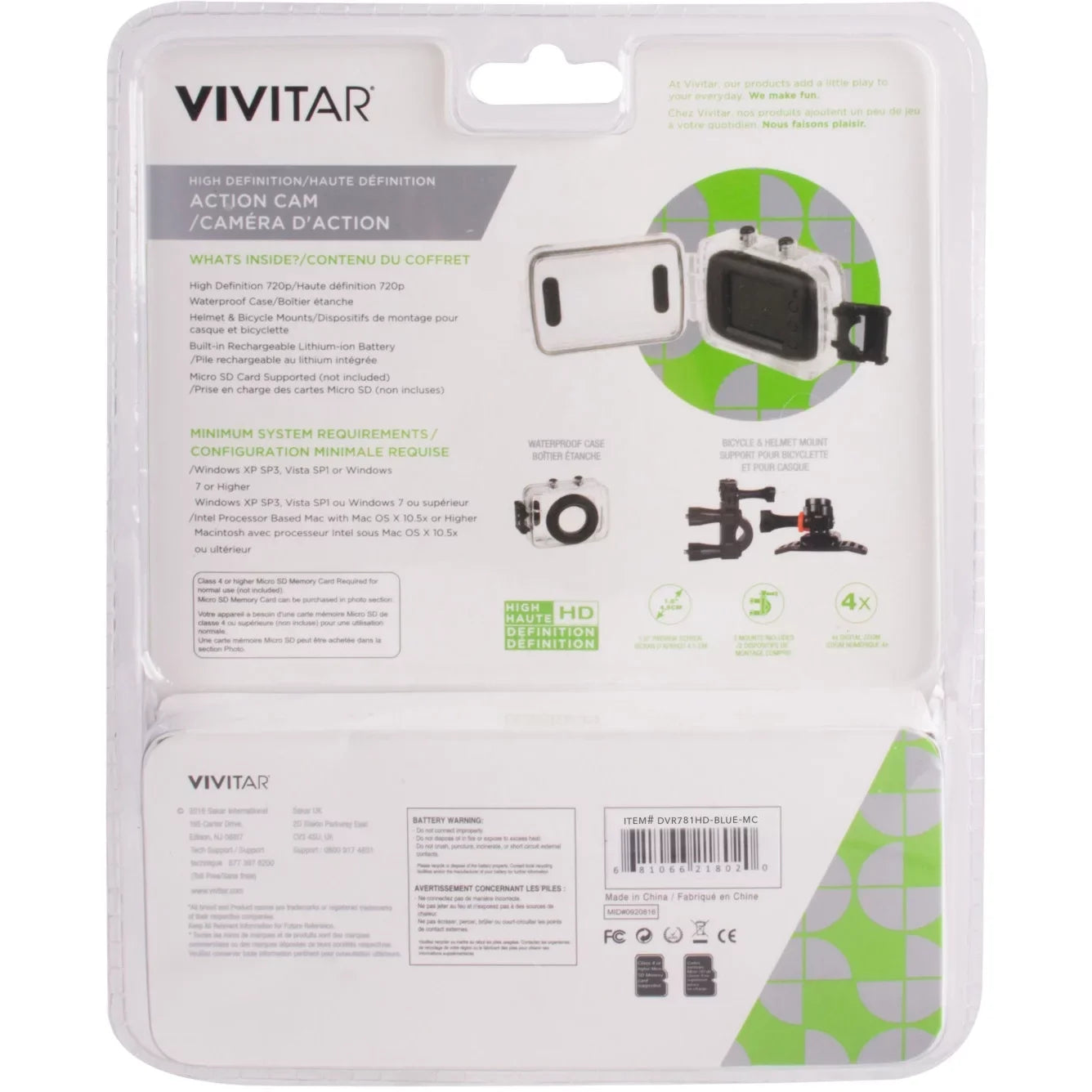 Display Pro Action 1.4" 1.3 Megapixel DVR781 with Camcorder Accessories Vivitar Series