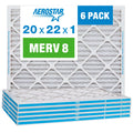Aerostar Filter, 20x22x1 Filter, 8 Air Furnace Air Pleated 6 MERV AC Pack