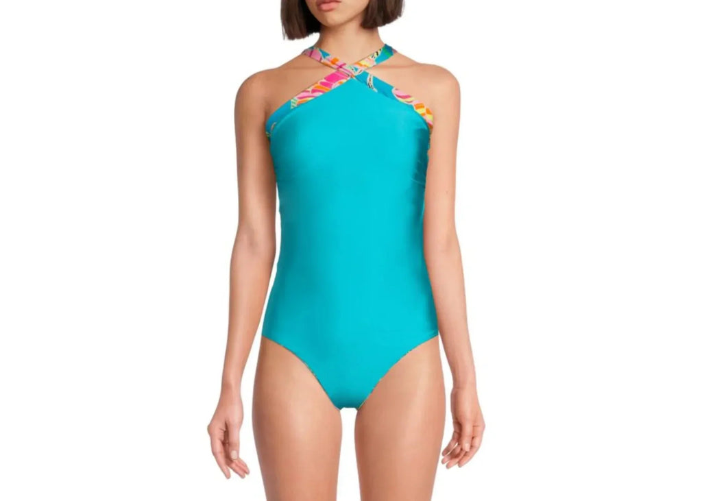 Reversible Swimsuit One-Piece Nylon Turk Trina Reversible Womens Halterneck