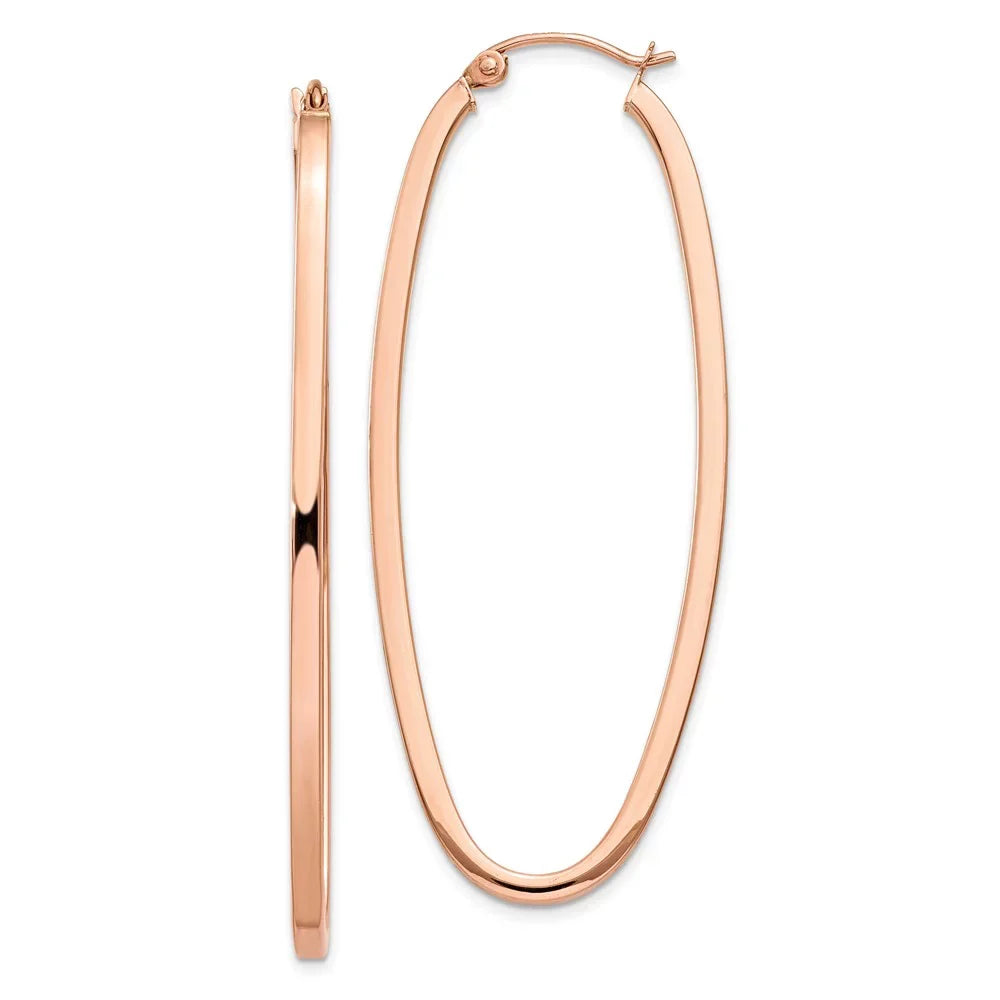 2mm Adults and Teens; for and Oval Real Square Earrings; Hoop Princess Men 14kt for Tube Women Rose