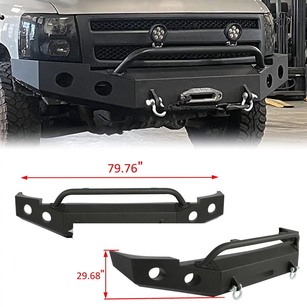 2013 Chevy D-Rings Front 2010 2007-2013 2011 Bar 1500 W/ Bumper 2012 Push 3-Piece Modular 2008 HECASA Silverado 2009 for