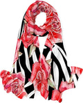 Watercolor Roses Women Girls Silk Long Neck Red Lightweight Hyjoy Scarf Scarves Shawl Wrap for
