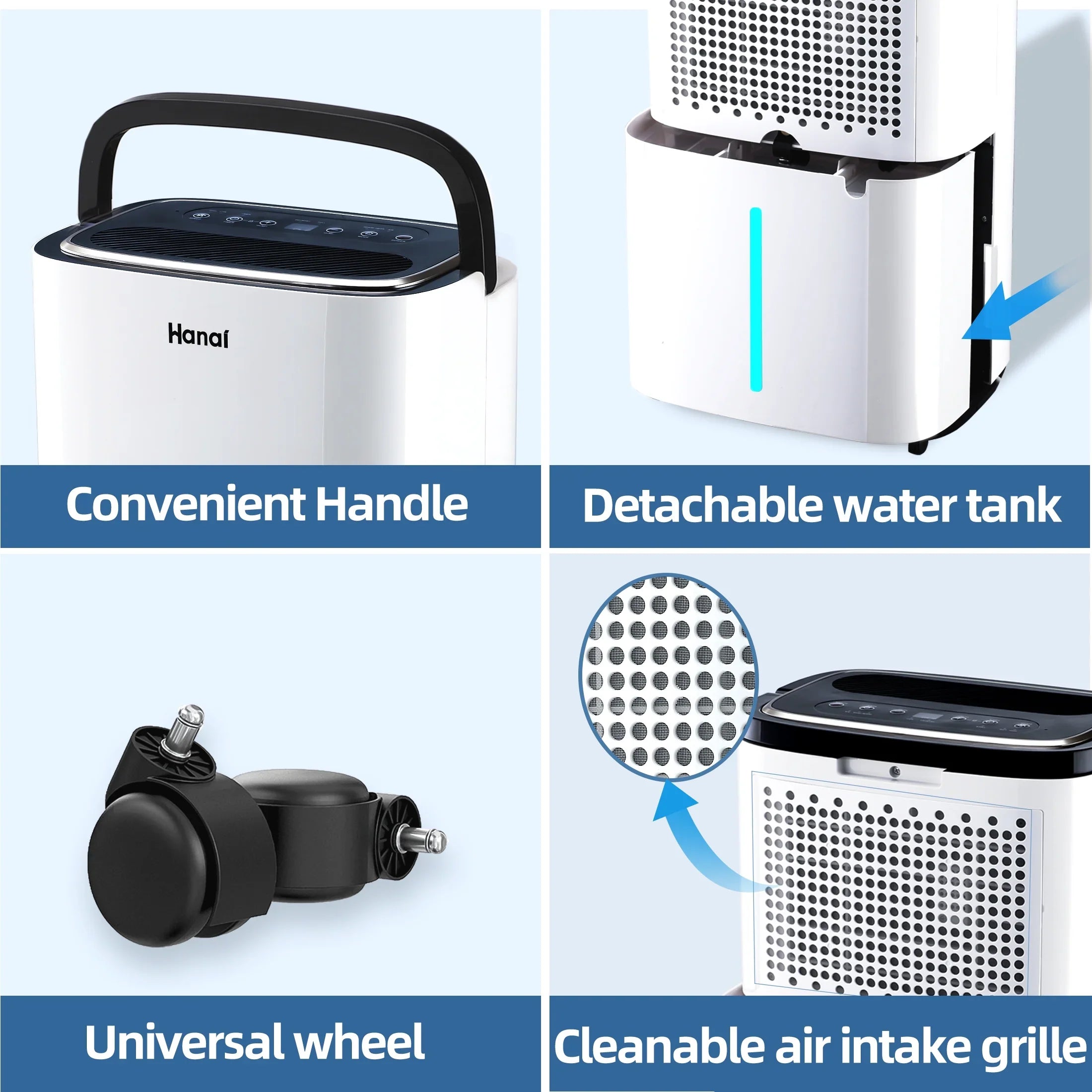 Dehumidifier,1500 Pints Home Removal Pints Drain Sq.Ft,Protable "F, RH),White 30 WANAI with Hose,Max Basement and Moisture 22 Dehumidifier for (95 95%