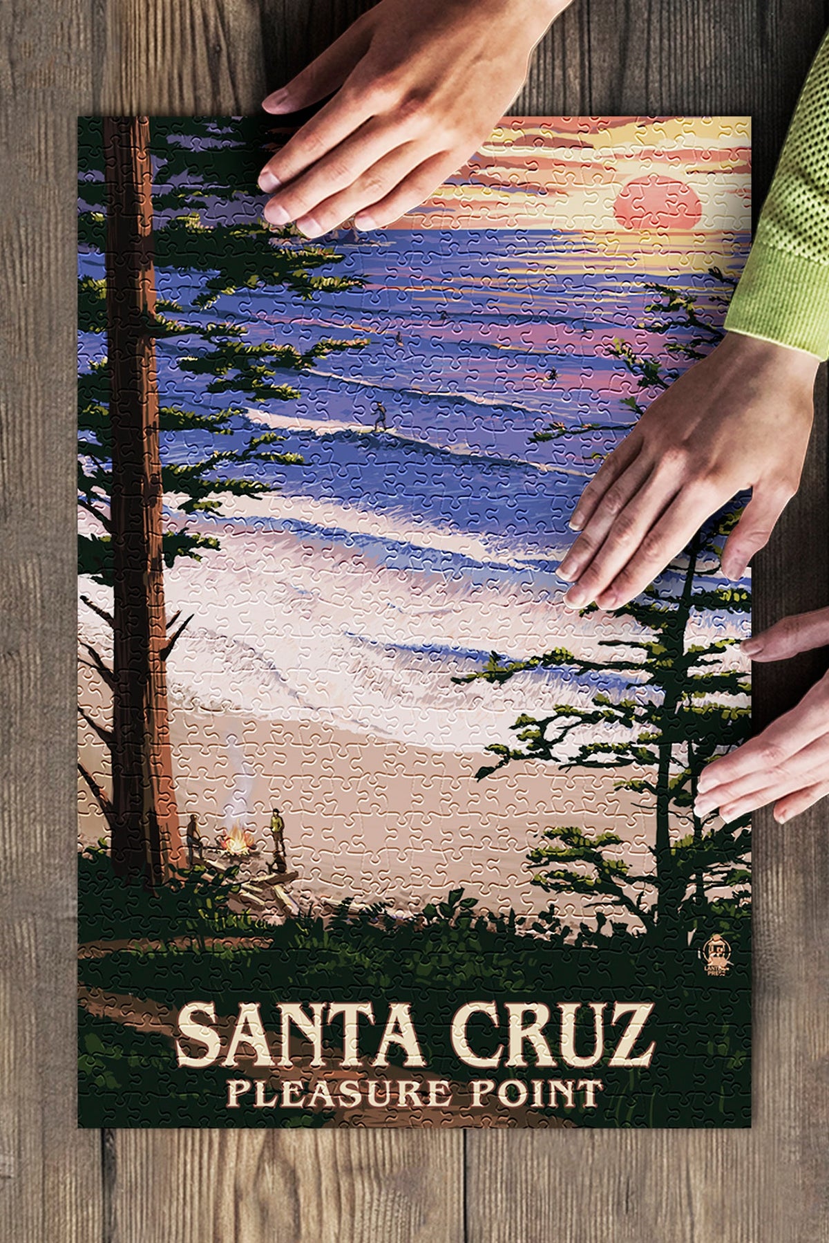 Surfers Point Jigsaw Puzzle 500 Pleasure Santa Cruz, Family, Adults Sunset and California, inches, Piece in (19x27 for and Made Premium USA)