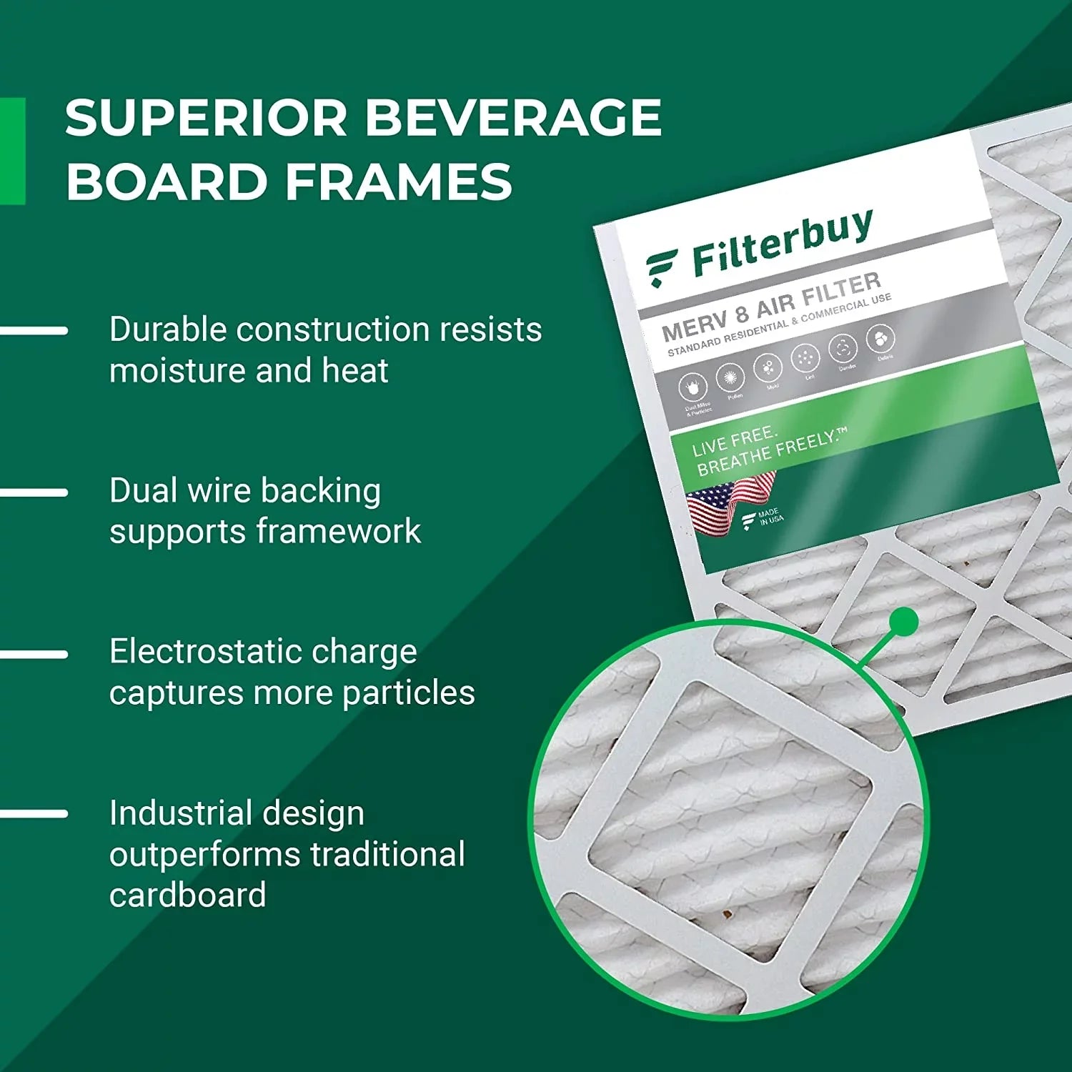 (5-Pack) Air Filterbuy Pleated HVAC MERV 15x28x1 AC Filters 8 Furnace