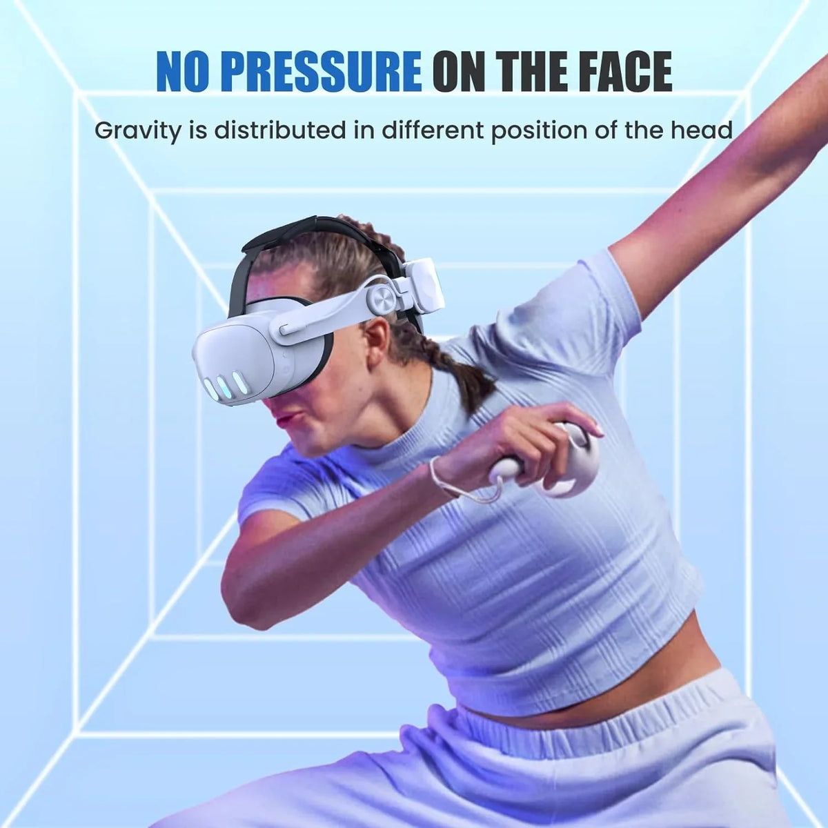 VR Extend to Adjustable Pressure & Meta Elite Reduce Quest Battery Playtime-for Quest with 5300mAh Strap, 3 Meta Accessories for Strap Pack 3, Battery Head