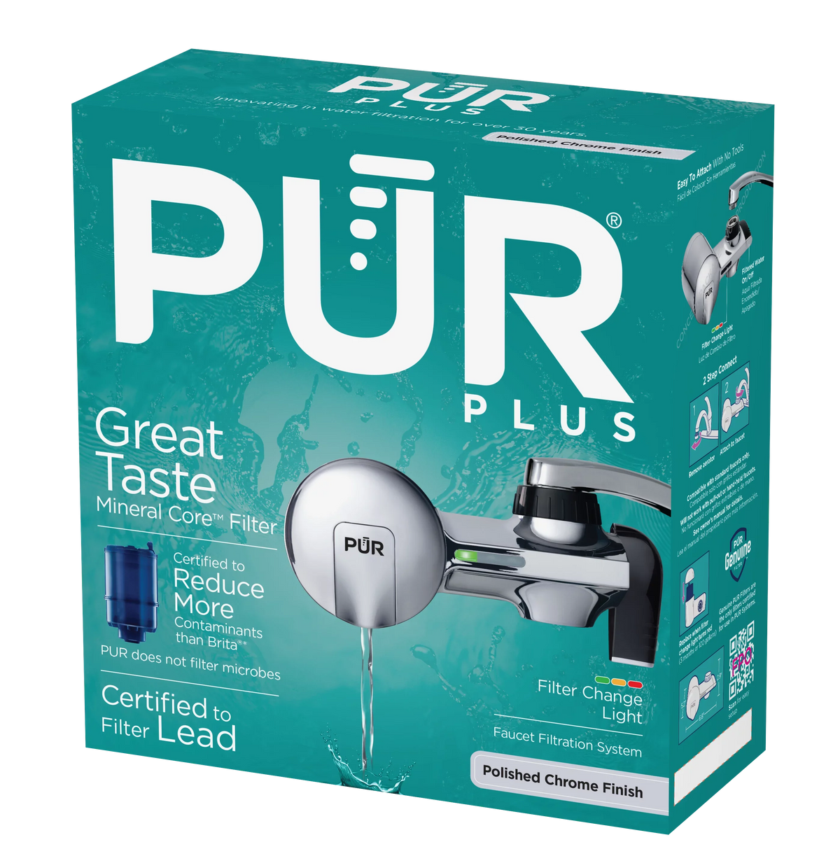 Mount Filtration Chrome, PUR Horizontal, System, PLUS Faucet PFM400H Water