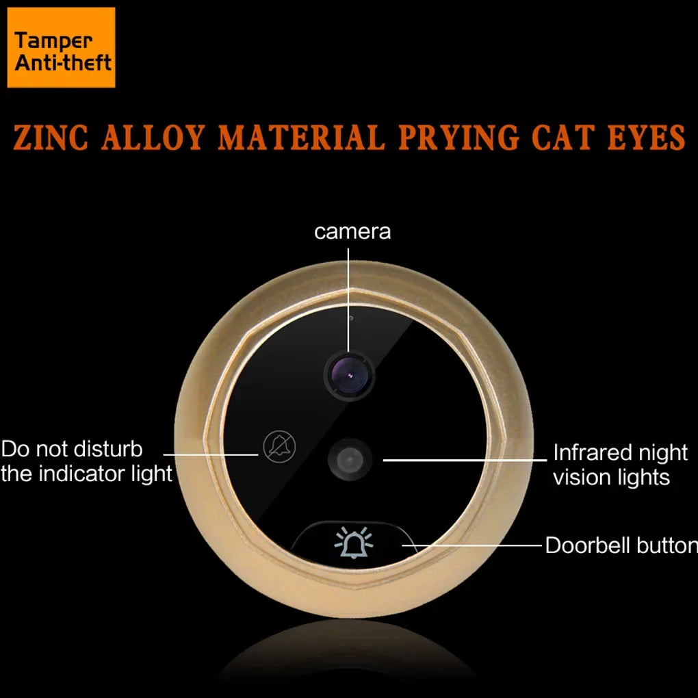 Door Wide Peephole inch Drilling Vision Bell Camera W5 Need Doorbell Night Cam Eye Video Angle 2.0MP Disturb No 2.4" Security Door Viewer