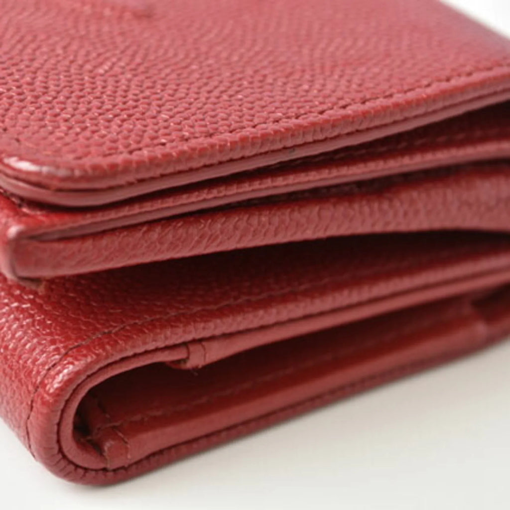 here CHANEL Chanel skin (Like Pre-Owned wallet mark caviar New) dark red