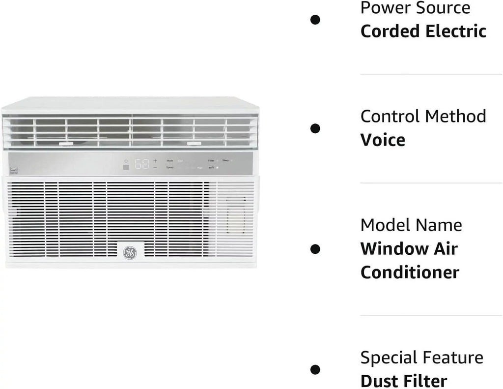 Air Window 3 Conditioner Capacity Smart 11.4 in Volts Fan GE with Cooling Chassis 115 Speeds White Fixed Connect and BTU 8000 AHY08LZ Wifi CEER