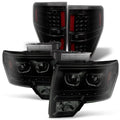 '+ LED F-150 AKKON F150 [Dual Halo - Ring] Truck Projector Set Headlights 09-14 LED Pickup Black Smoked light For Tail