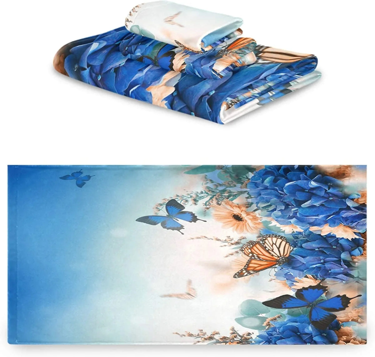 Shrubs Bath Wellsay Multipurpose Gym, Butterfly Towels, Towel+1 Beautiful Soft Hand Washcloth, Hotel, Flowers 3 Towel+1 Bathroom, and Kitchen Decorative Luxury 1 Set of Spa for