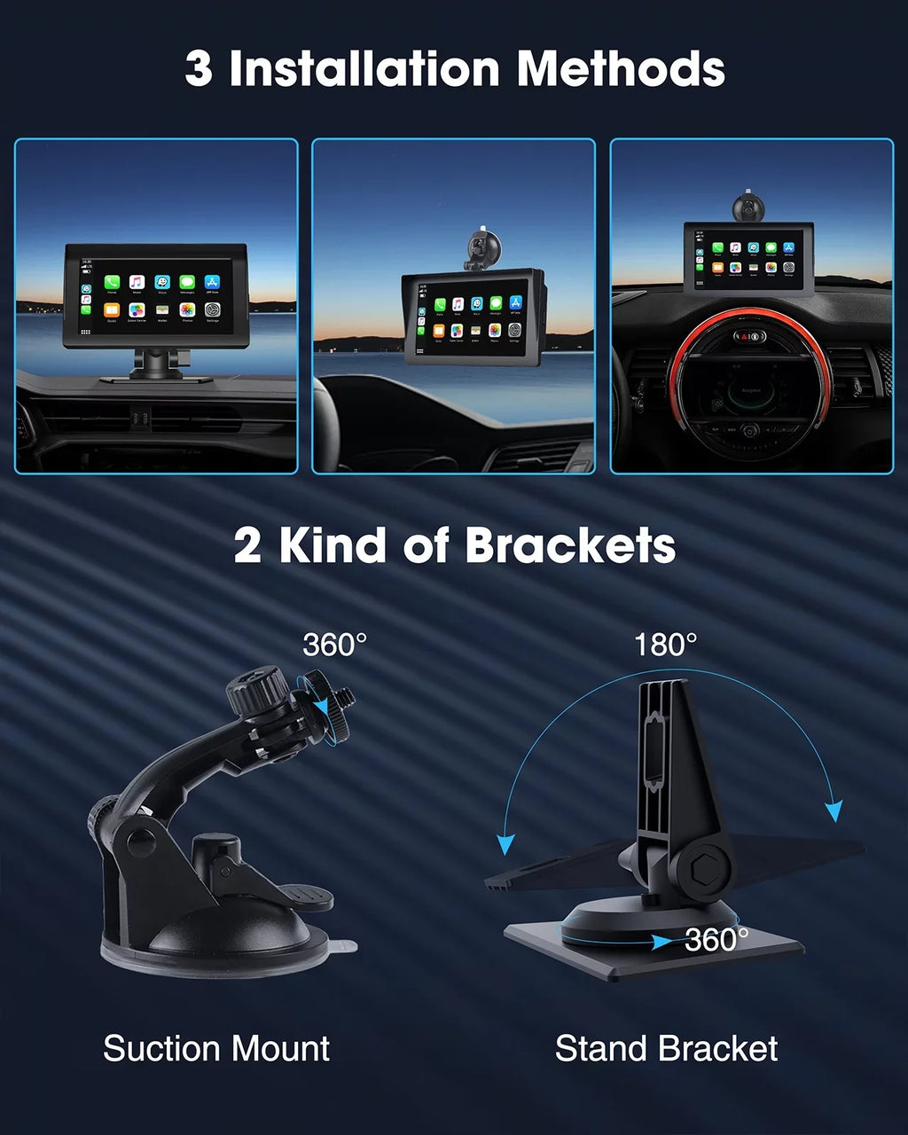 Portable Audio Camera,HD Airplay,Android Car Inch Video,Car GPS with Wireless Reverse Stereo Carplay,1080P Navigation Receivers Portable Auto,Bluetooth,FM, Siri 7 LAMTTO Apple with Car Touchscreen