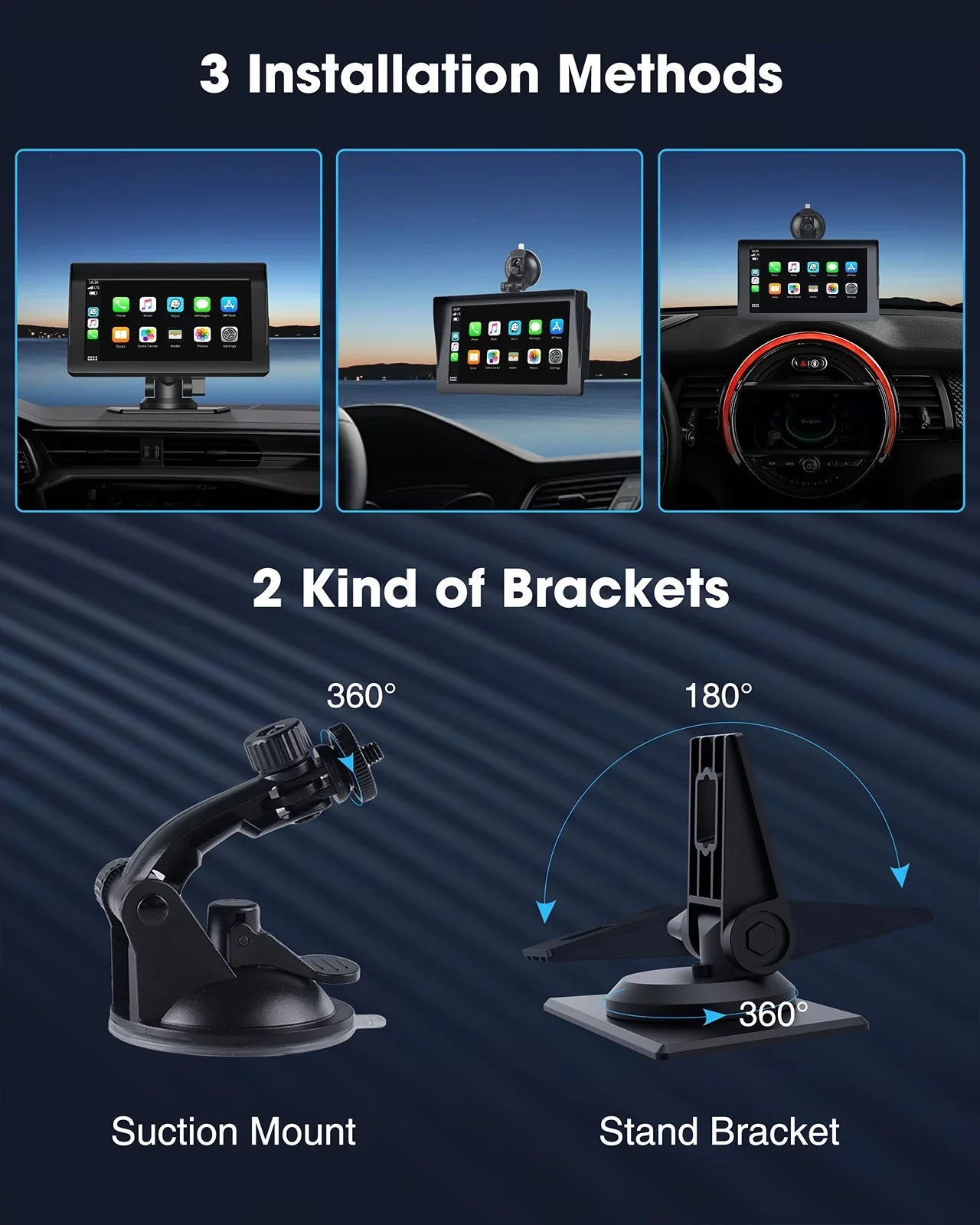 Portable Audio Camera,HD Airplay,Android Car Inch Video,Car GPS with Wireless Reverse Stereo Carplay,1080P Navigation Receivers Portable Auto,Bluetooth,FM, Siri 7 LAMTTO Apple with Car Touchscreen