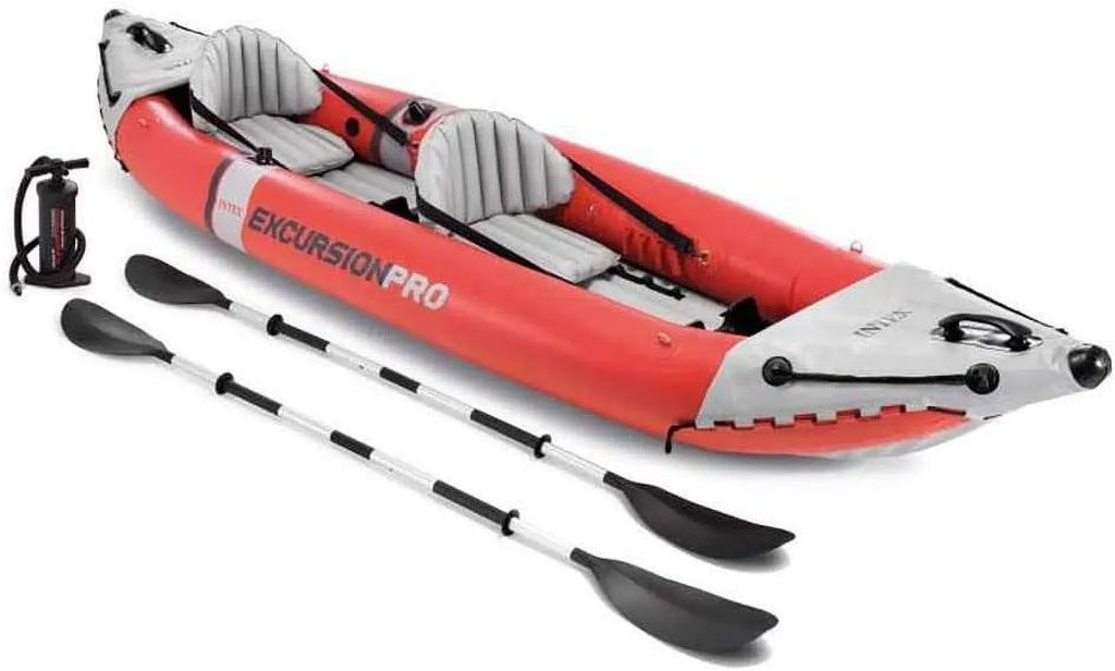 Handles and – Series: Pro Deluxe – Seat Bucket 86in Includes Grab Rod Pump Excursion Kayak PVC Inflatable Kayak – High-Output Adjustable Fishing Holders SuperTough Paddles INTEX –