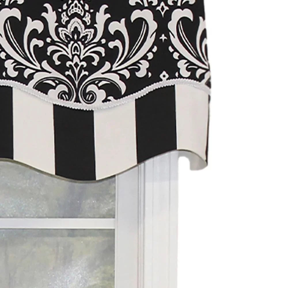 Layered, Black. Pocket, X Ozbourne Trimmed. RLF Rod 50"W Glory Home 16"L 3" Valance