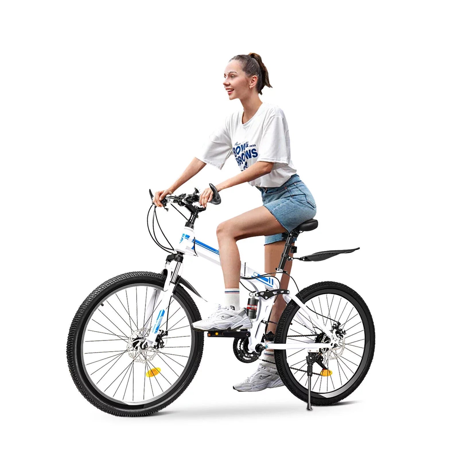 Disc Brake Bicycle Bike Bikes 26" MTB Mountain Folding Speed 21 SHZICMY Dual Men School