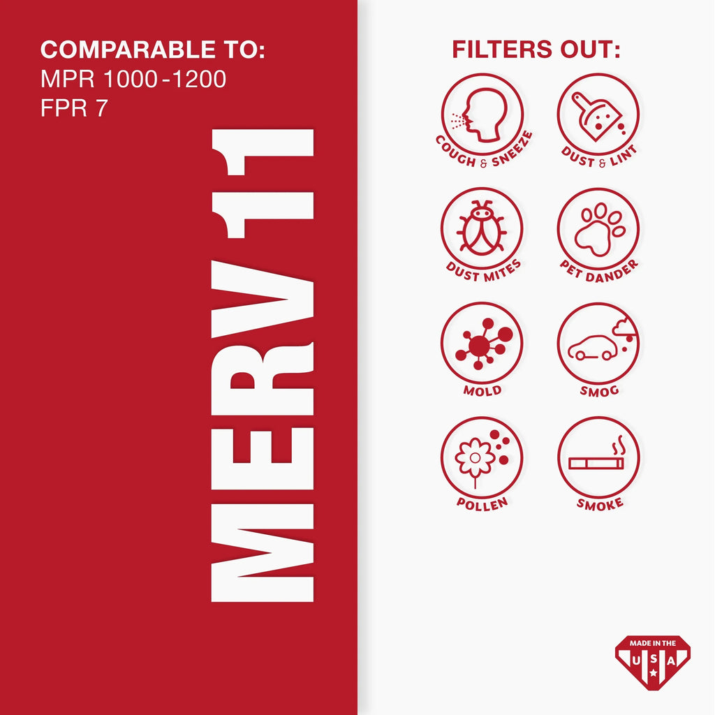 Filter, Pleated 11 Filter, MERV Air Air Aerostar 14x25x1 AC Furnace 4 Pack