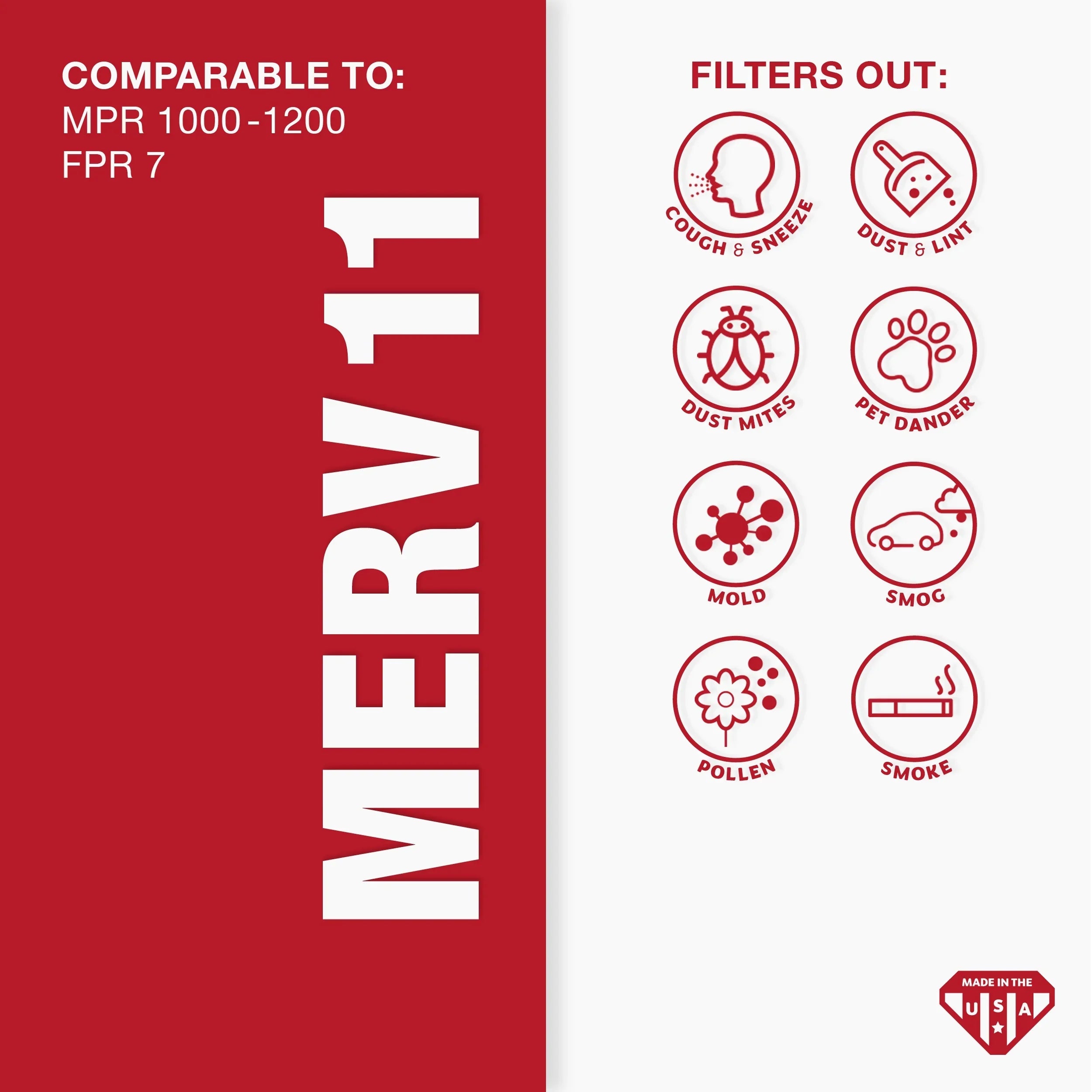 Filter, Pleated 11 Filter, MERV Air Air Aerostar 14x25x1 AC Furnace 4 Pack