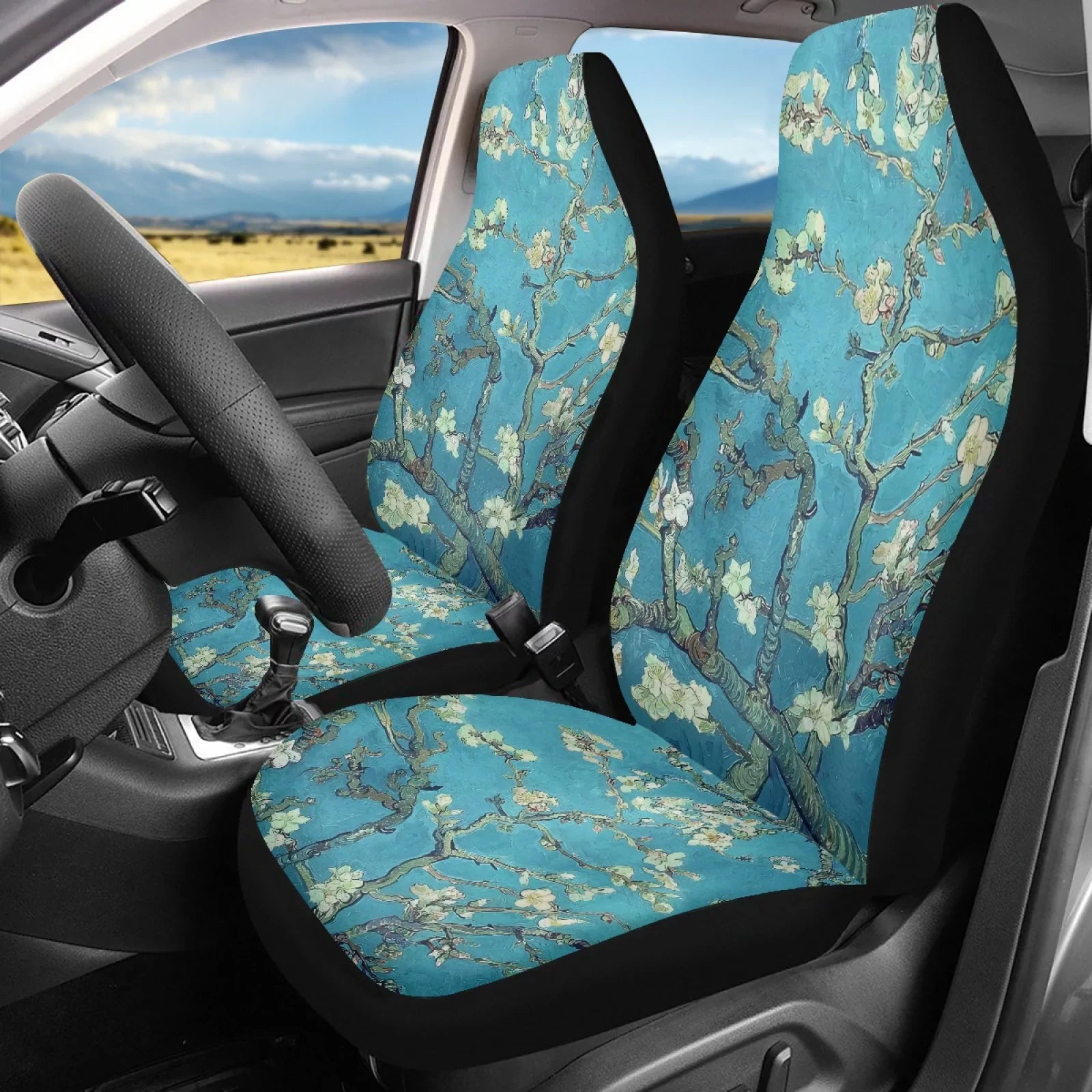 Cover for Car 2 Set Seat Cover SUV Vehicle Cars Xoenoiee Truck, Sedan Seat Front Bucket Polyester to Seat Pack Install Print Covers Pickup Most Blossoms Easy Plum