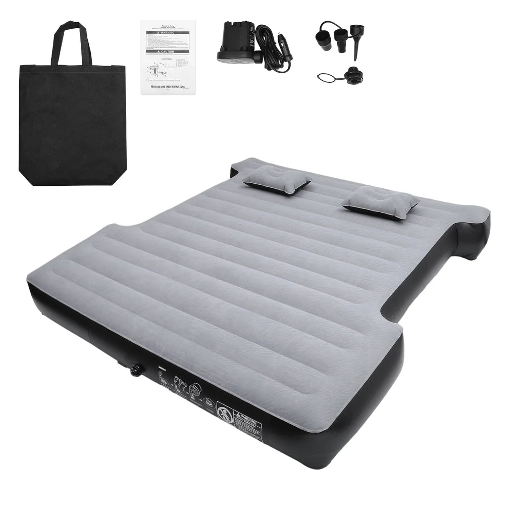 5.5-5.8ft Inflatable Bed Short Pump Truck Electric Universal Bargains Full-Size Air Kit Thickened Unique PVC Gray with