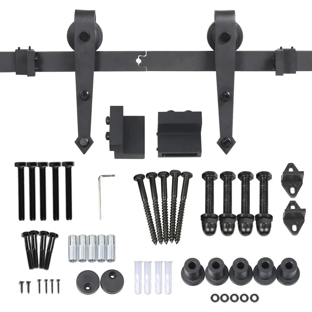 Single-door Ft Hardware Barn Door 6 Sliding Hanging Steel Arrow Kit Design Easyfashion Black Track