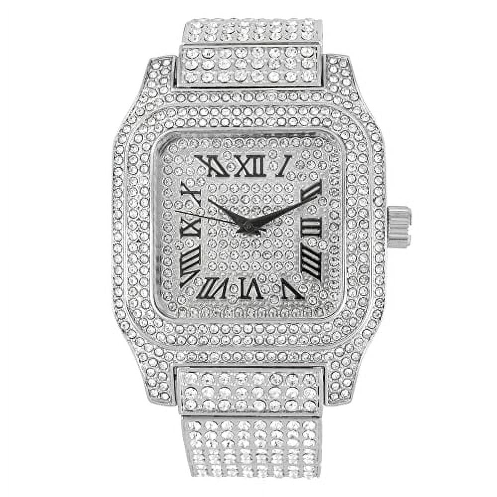 0513Sq Out - in You Out Will Iced Hop Bling-ed (Silver Watch Raymond a Hip Watch Crystal Black R#) Biggie Charles Hypnotize Square