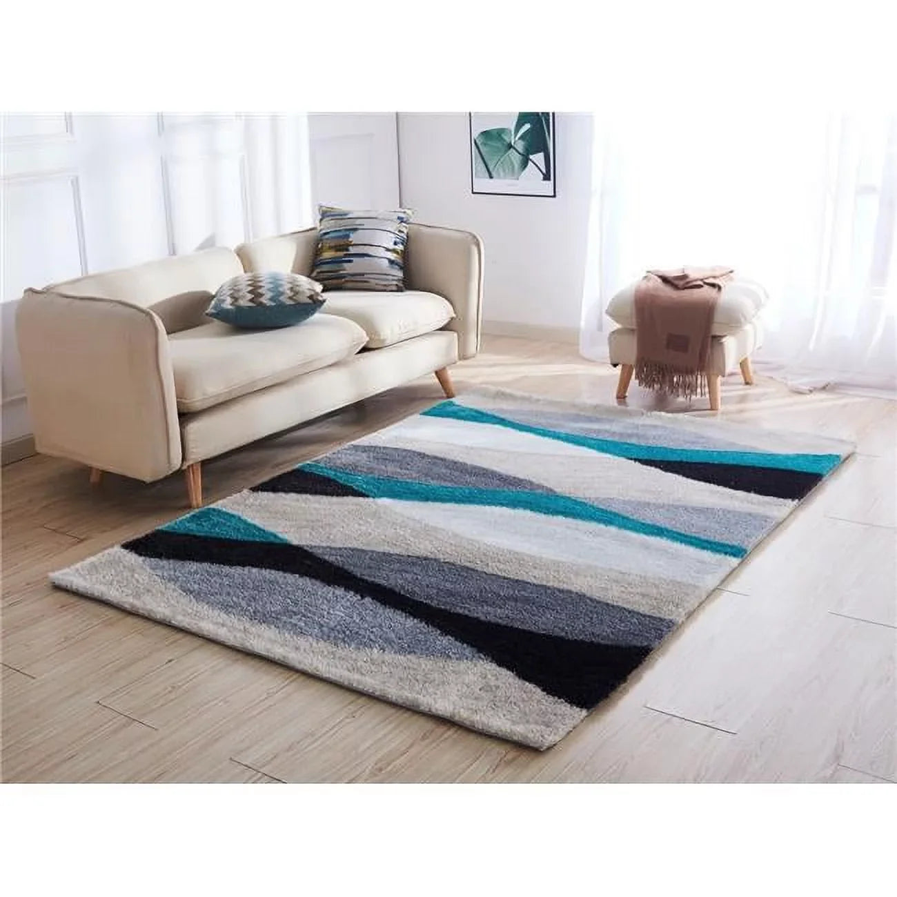 Rugs Shag Collection Area x in AC1024-57 Grey Hand 7 & Rug Aria Turquoise Amazing 5 Pile Soft ft. Tufted