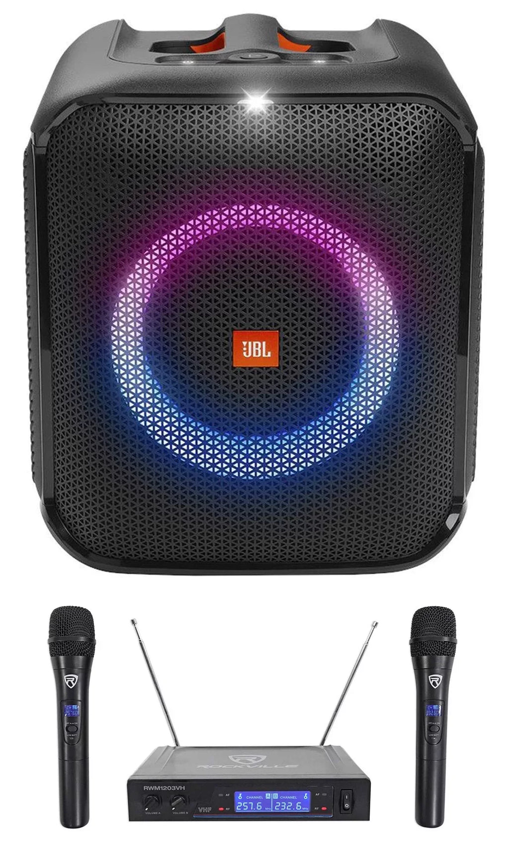 Portable Party w Partybox Compact Essential Speaker Mics JBL Encore LED+Wireless