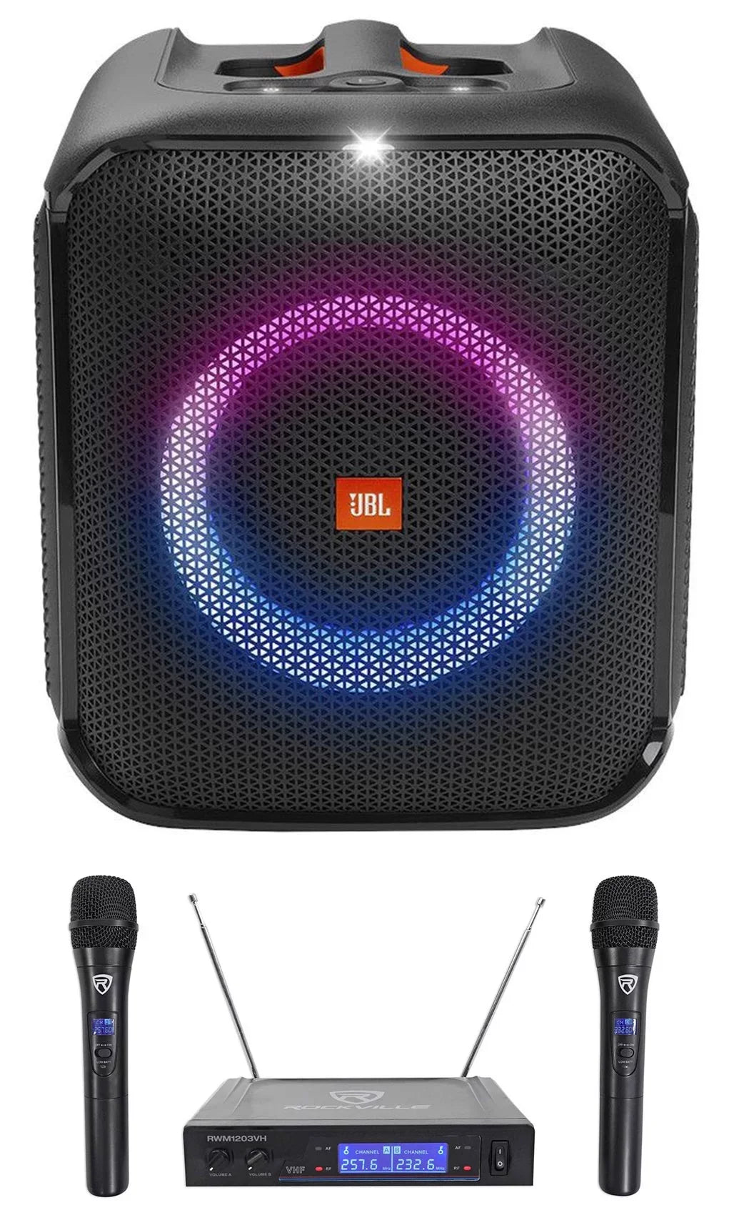 Portable Party w Partybox Compact Essential Speaker Mics JBL Encore LED+Wireless
