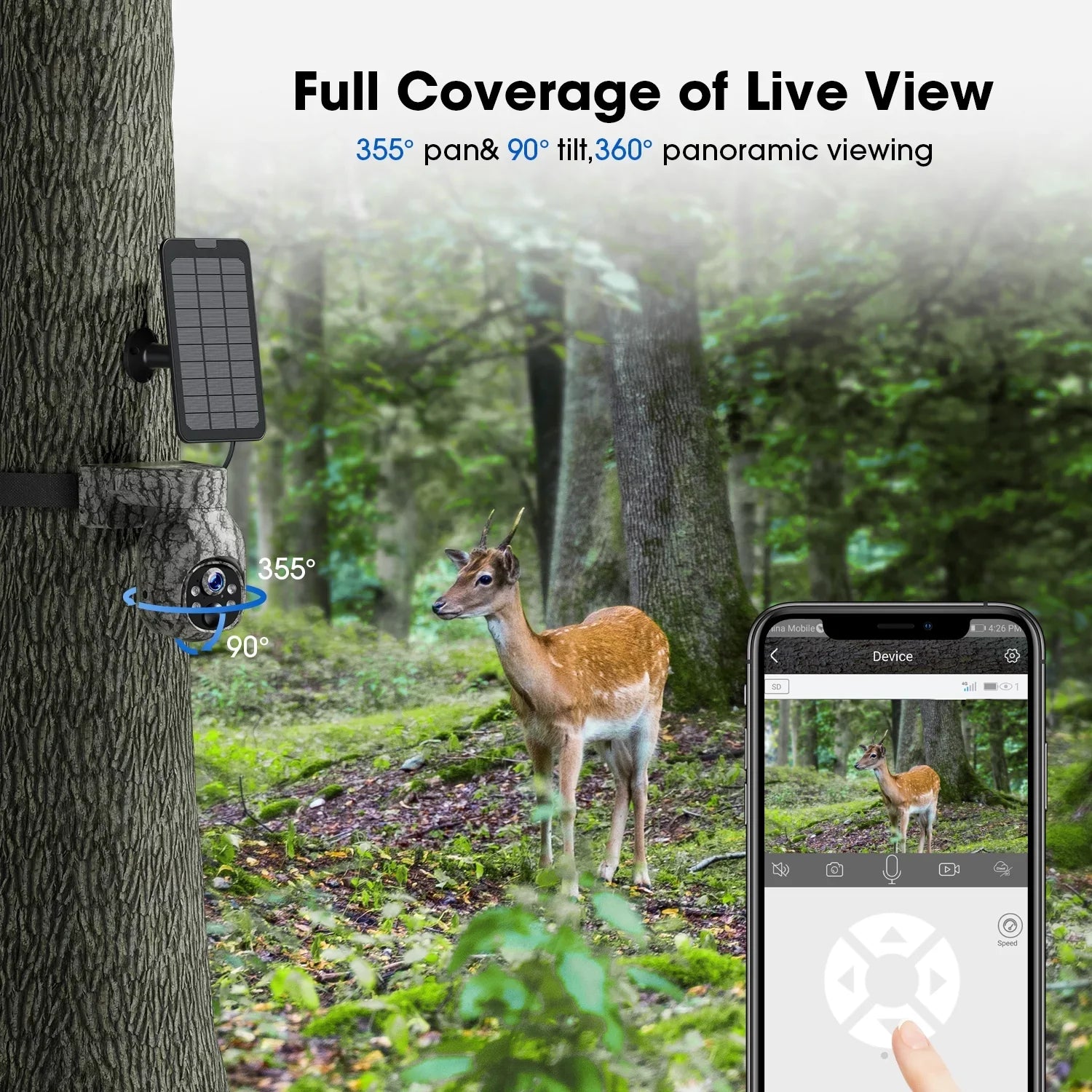 Trail PIR Motion, Vision, 360°Pan Cellular Storage, View, Wireless Card 2K 90°Tilt, with WiFi LTE, Camera &SD with No 4G Night Solar Waterproof, Cloud Live Cam Hunting CAMPARK SIM Camera Game Security
