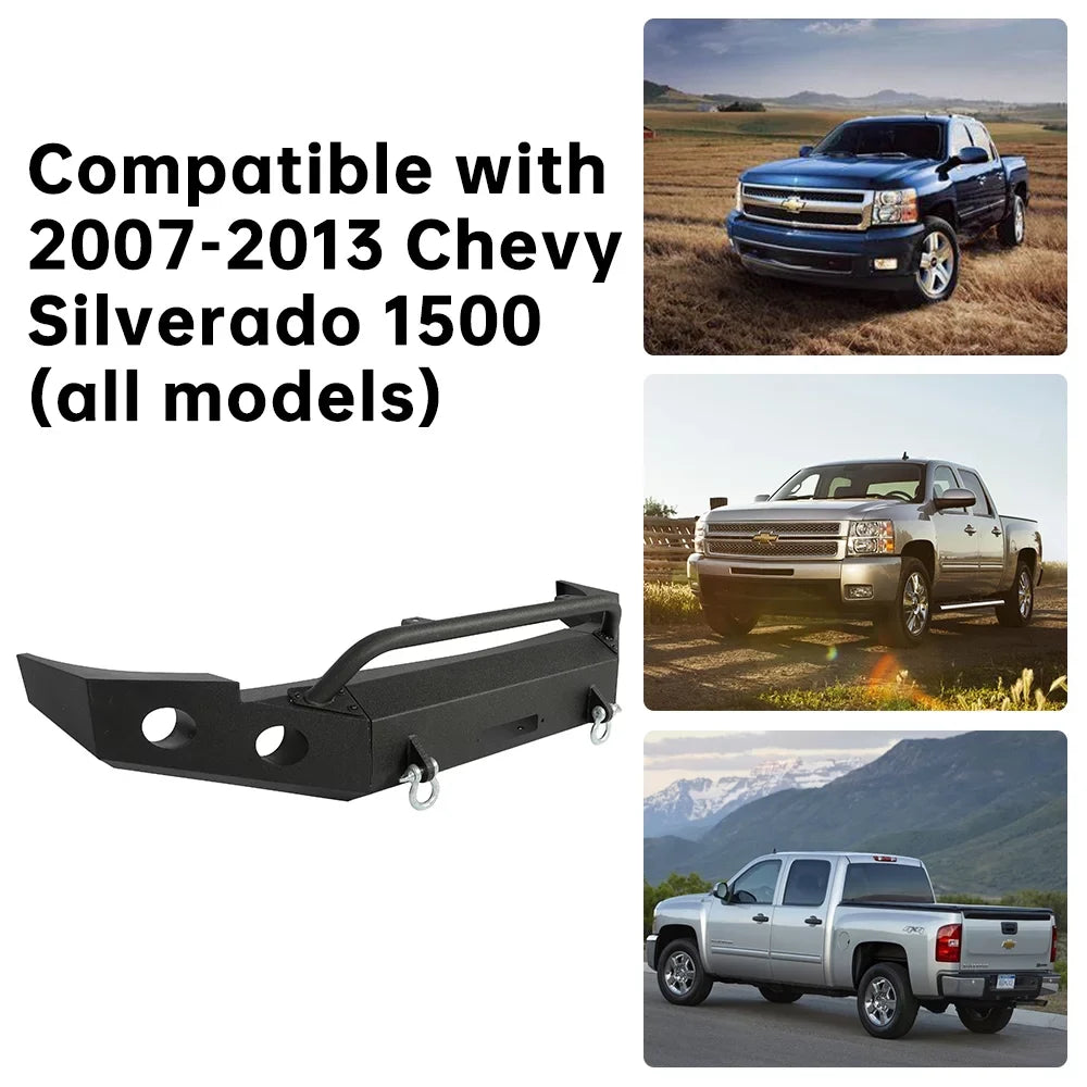 2013 Chevy D-Rings Front 2010 2007-2013 2011 Bar 1500 W/ Bumper 2012 Push 3-Piece Modular 2008 HECASA Silverado 2009 for