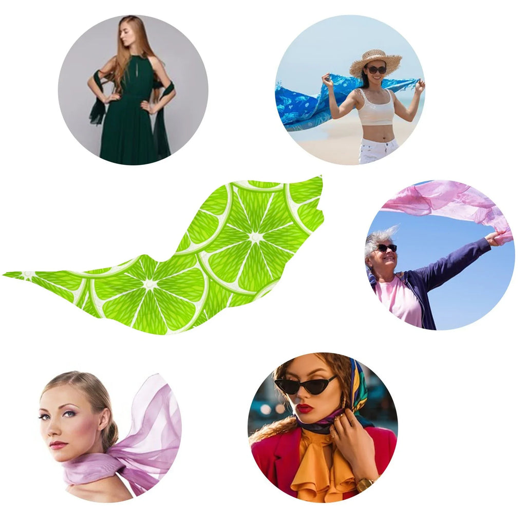 Gift Women Wraps Scarf Wraps Shawls Hair FREEAMG Silk Long Packed Oblong Neck Headscarf Large for Lime Sunscreen Slices