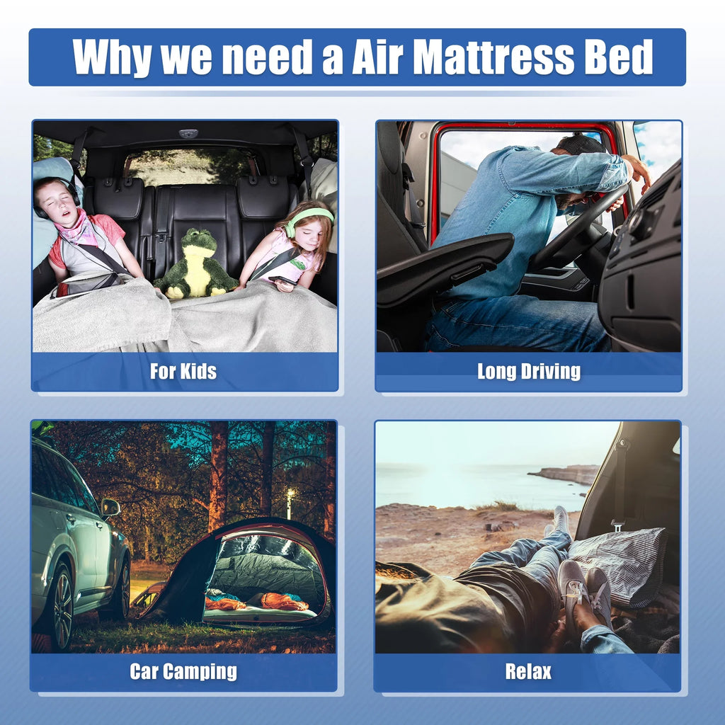 5.5-5.8ft Inflatable Bed Short Pump Truck Electric Universal Bargains Full-Size Air Kit Thickened Unique PVC Gray with